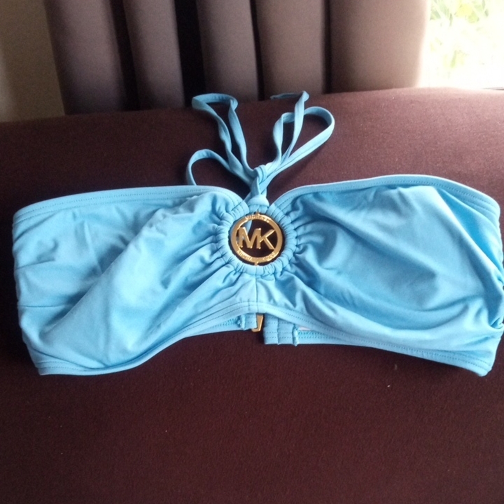 Michael Kors Womens Swim Top Blue Size Large Perfect Condition With Mk Logo